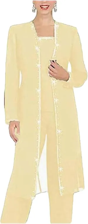 3 Pcs Mother of The Bride Pants Suits for Wedding Long Formal Pant Suits for Women Dressy Wedding