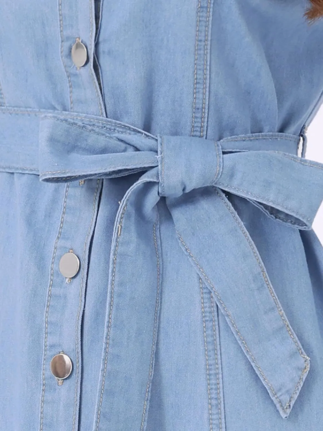Allegra K Denim Dress for Women's Long Sleeve Button Down A-Line Belted Classic Jean Dresses