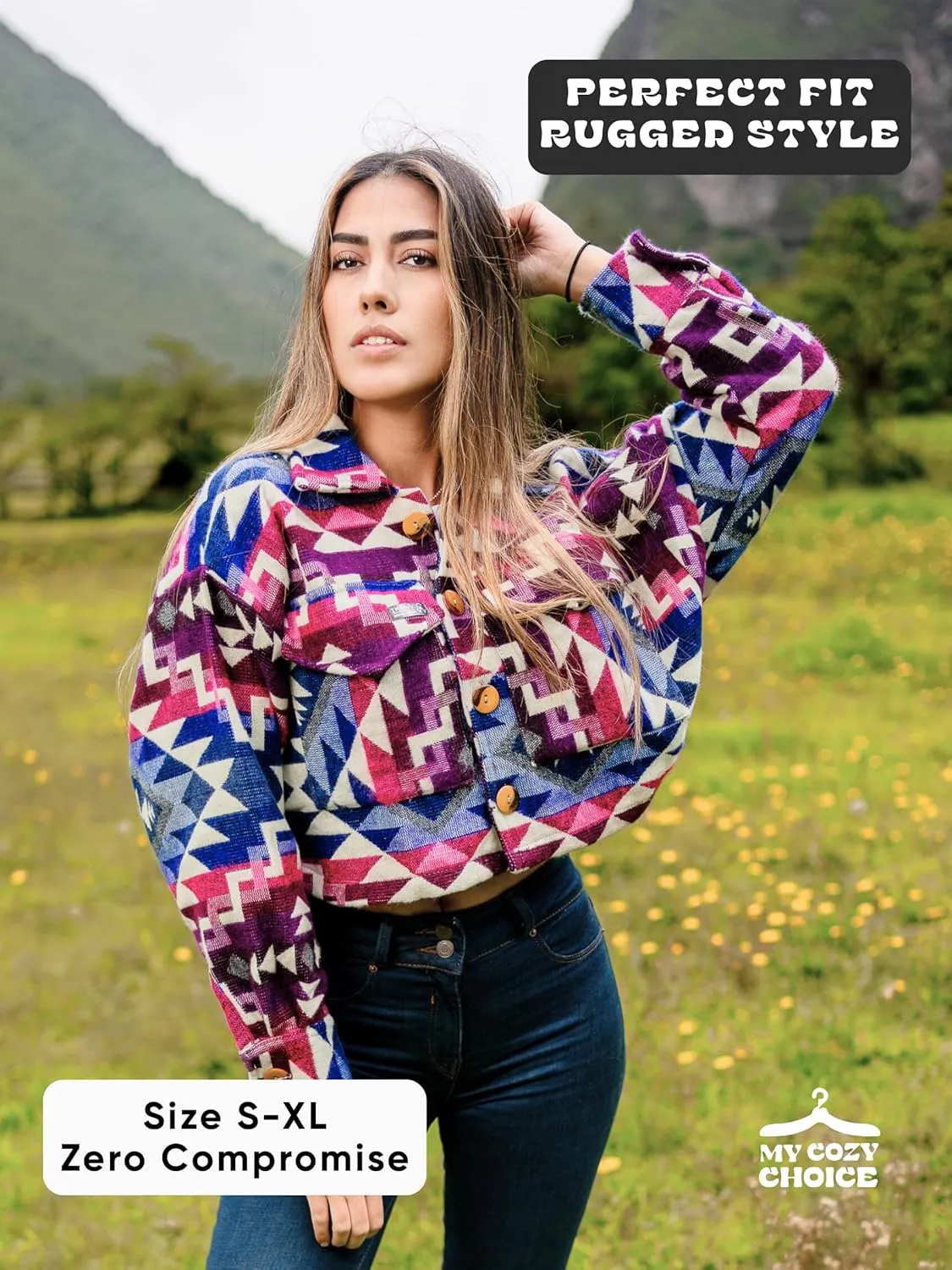 Alpaca Cropped Jacket Women Spring - Cowgirl Outfits for Womens - Alpaca Jackets - Shackets for Women 2025