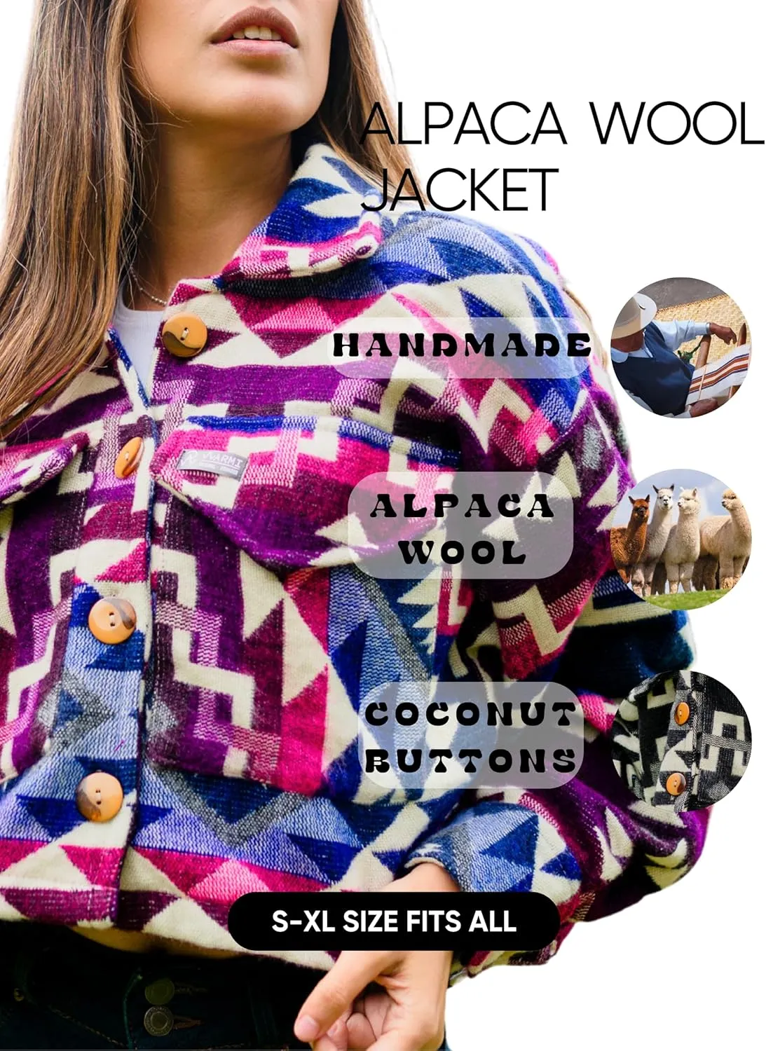 Alpaca Cropped Jacket Women Spring - Cowgirl Outfits for Womens - Alpaca Jackets - Shackets for Women 2025