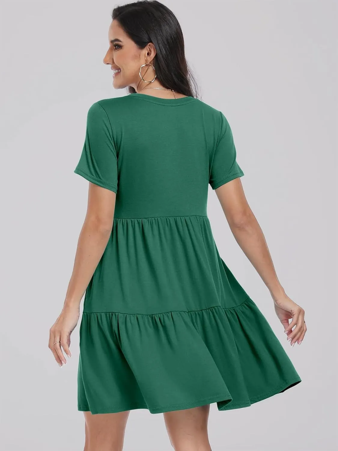 ANRABESS Women Summer Casual Dress Short Sleeve Crewneck Swing Mini Tshirt Dresses 2025 Vacation Beach Short Sundress