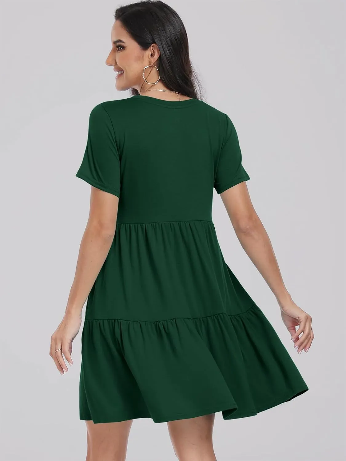 ANRABESS Women Summer Casual Dress Short Sleeve Crewneck Swing Mini Tshirt Dresses 2025 Vacation Beach Short Sundress