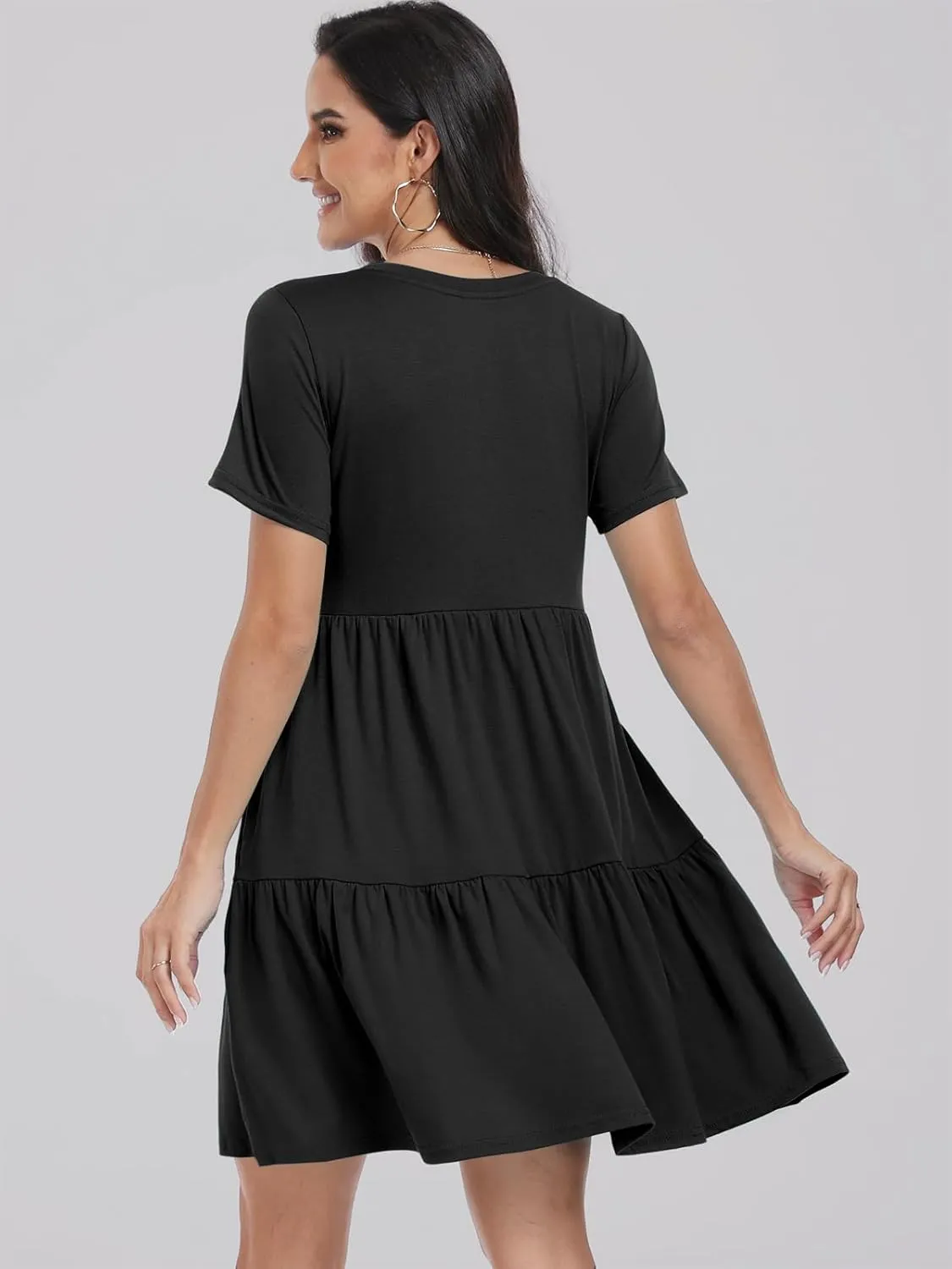 ANRABESS Women Summer Casual Dress Short Sleeve Crewneck Swing Mini Tshirt Dresses 2025 Vacation Beach Short Sundress