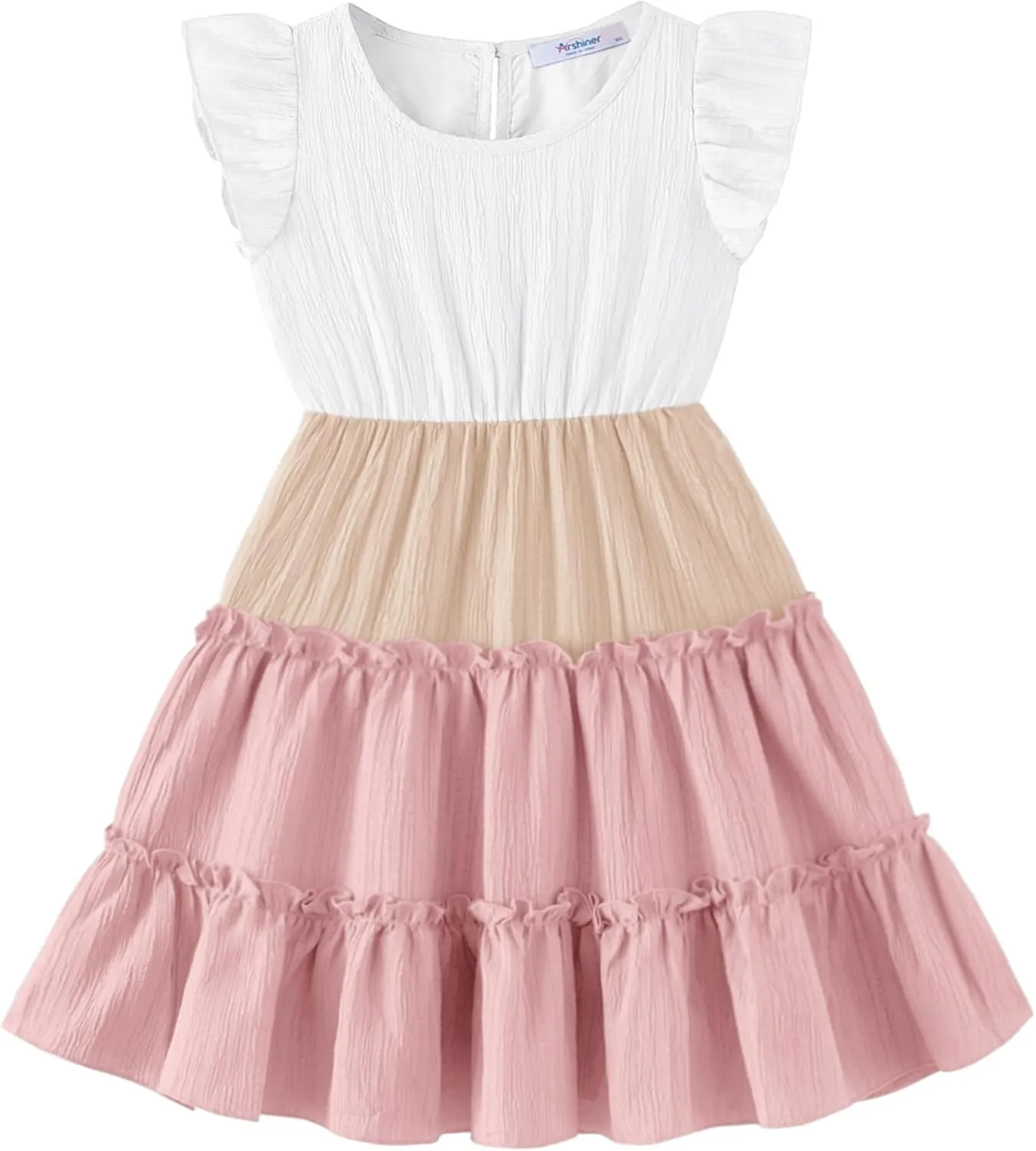Arshiner Toddler Girls Dress Ruffle Sleeveless Tiered Swing Twirly Dresses Cute Summer Beach Sundress with Pocket for 1-6T
