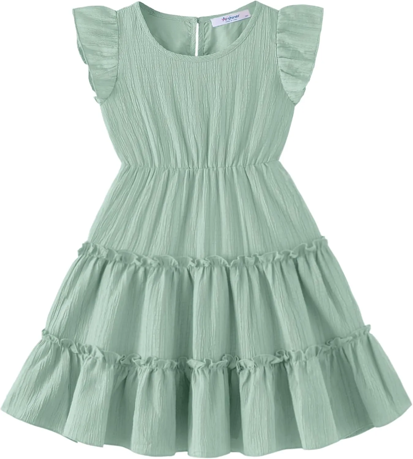 Arshiner Toddler Girls Dress Ruffle Sleeveless Tiered Swing Twirly Dresses Cute Summer Beach Sundress with Pocket for 1-6T