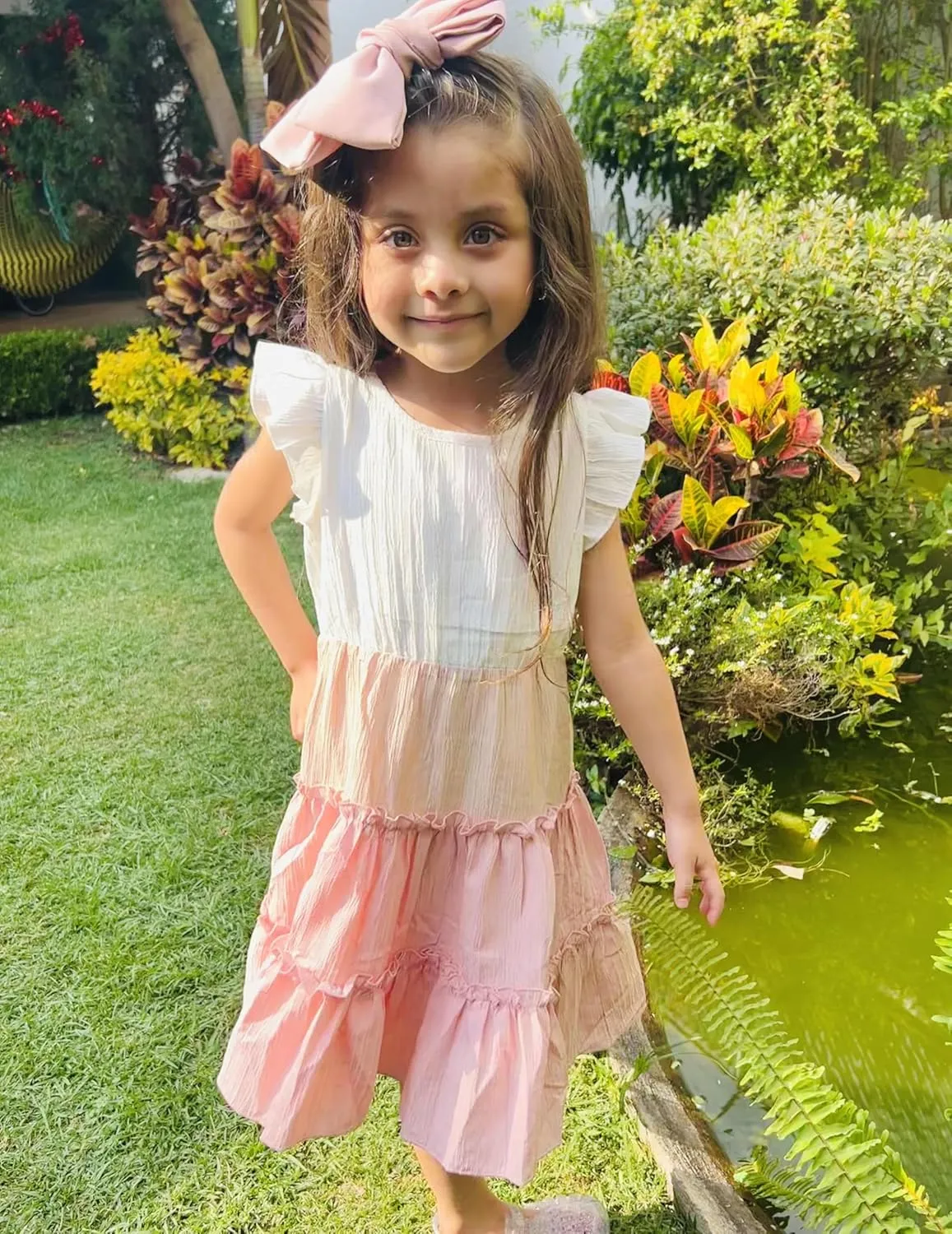 Arshiner Toddler Girls Dress Ruffle Sleeveless Tiered Swing Twirly Dresses Cute Summer Beach Sundress with Pocket for 1-6T