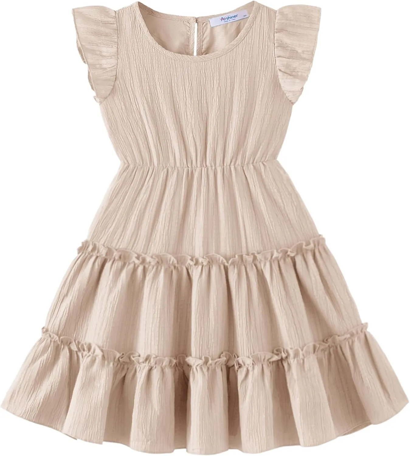 Arshiner Toddler Girls Dress Ruffle Sleeveless Tiered Swing Twirly Dresses Cute Summer Beach Sundress with Pocket for 1-6T