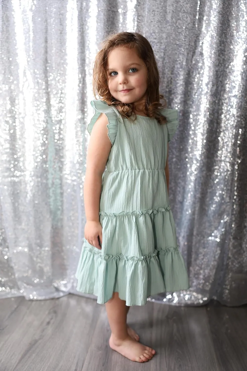Arshiner Toddler Girls Dress Ruffle Sleeveless Tiered Swing Twirly Dresses Cute Summer Beach Sundress with Pocket for 1-6T
