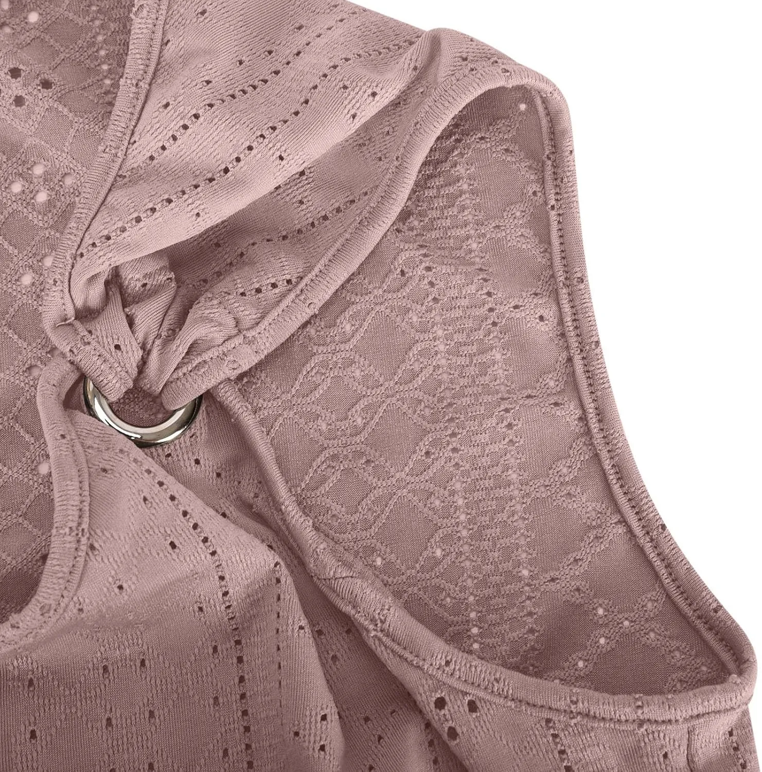 Beach Dresses for Women 2025 Summer Eyelet Embroidery Coverup Sundress Casual O-Ring Sleeveless V Neck Mini Dress