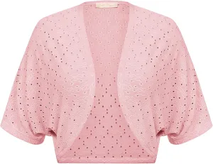 Belle Poque Women's Open Front Bolero Shrug Batwing Short Sleeve Cropped Cardigan Lightweight
