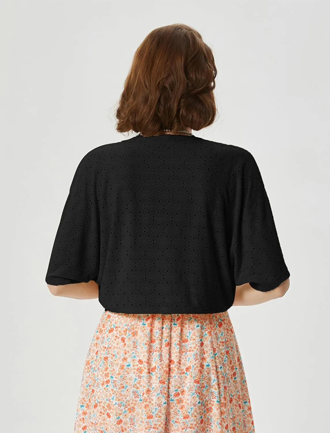 Belle Poque Women's Open Front Bolero Shrug Batwing Short Sleeve Cropped Cardigan Lightweight