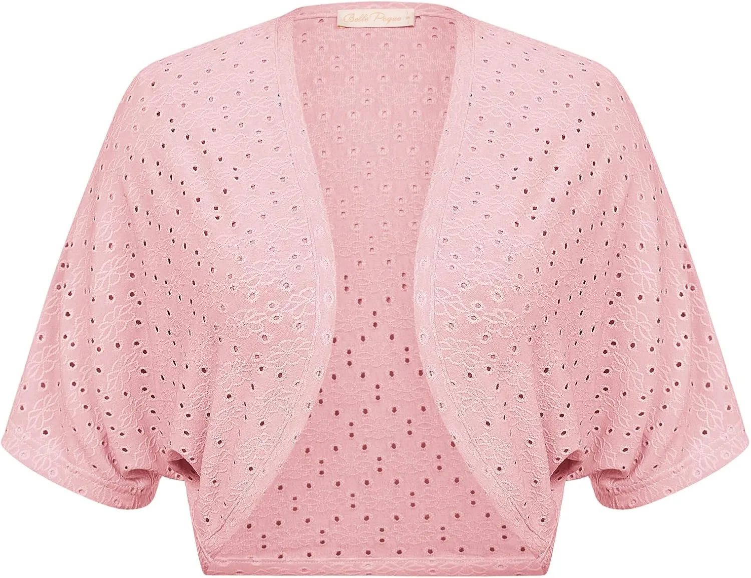 Belle Poque Women's Open Front Bolero Shrug Batwing Short Sleeve Cropped Cardigan Lightweight