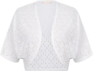 Belle Poque Women's Open Front Bolero Shrug Batwing Short Sleeve Cropped Cardigan Lightweight