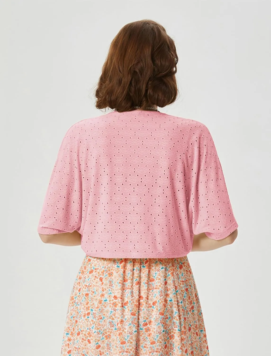 Belle Poque Women's Open Front Bolero Shrug Batwing Short Sleeve Cropped Cardigan Lightweight