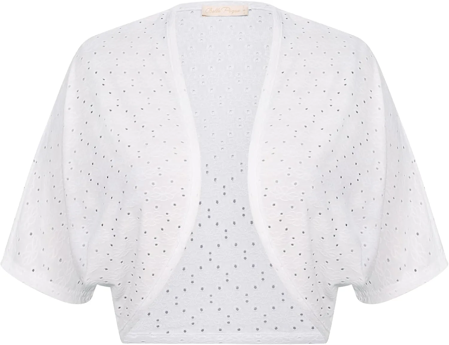 Belle Poque Women's Open Front Bolero Shrug Batwing Short Sleeve Cropped Cardigan Lightweight