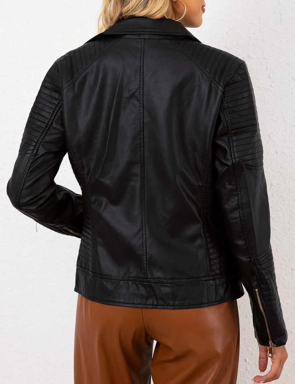 Bellivera Women's Faux Leather Casual Jacket 2025 Spring Trendy Motorcycle Outfits Lightweight Classic Coat