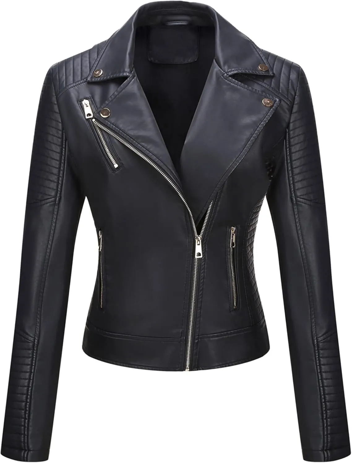Bellivera Women's Faux Leather Casual Jacket 2025 Spring Trendy Motorcycle Outfits Lightweight Classic Coat