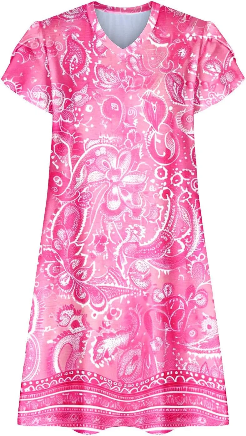 Boho Floral Dress for Women 2025 Summer Trendy Petal Sleeve V-Neck Mini Dresses Beach Vacation Sundress