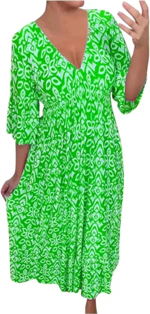 Boho Print Dresses for Women Floral V-Neck Short Sleeve Summer Maxi Dress 2024 Casual Waist Wrap Long Dress Plus Size