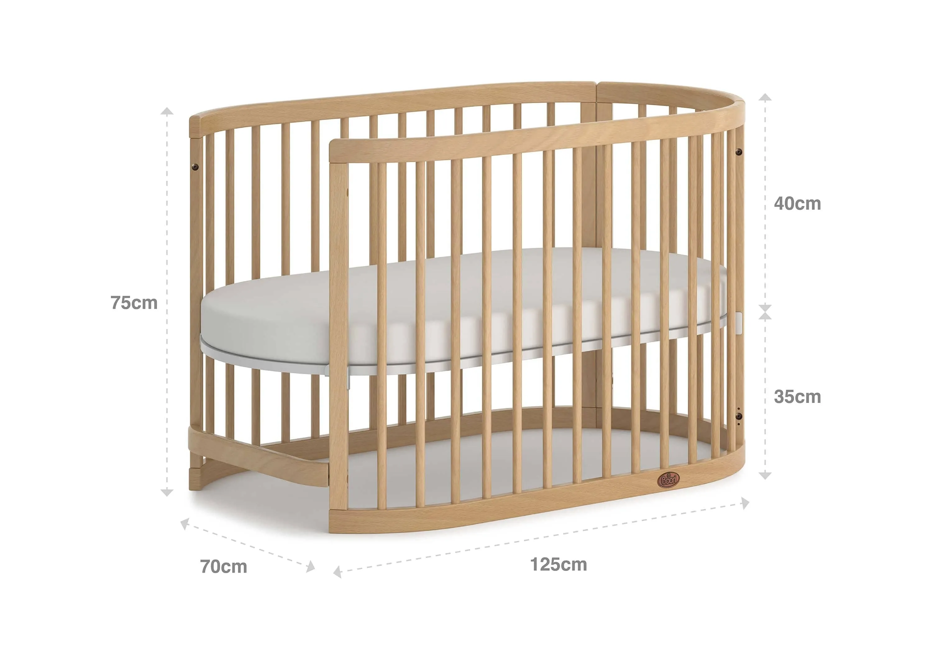 Boori Oasis Oval Cot -Beech