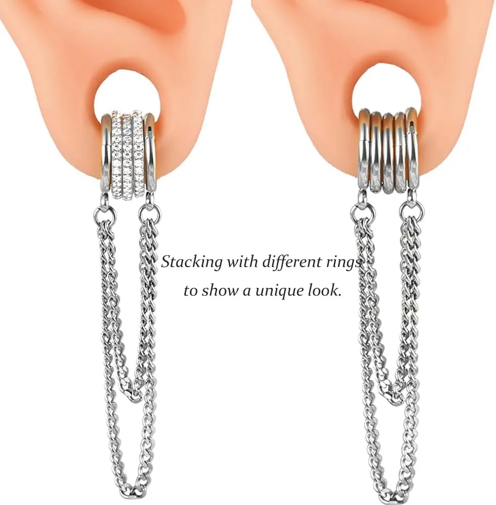 Casvort 14G Seamless Septum Piercing Rings Segment Tragus Hoop Rings 316 Surgical Stainless Steel Helix Ring Stacks for Stretched Ear Lobe Clickers Ear Hangers Body Jewelry