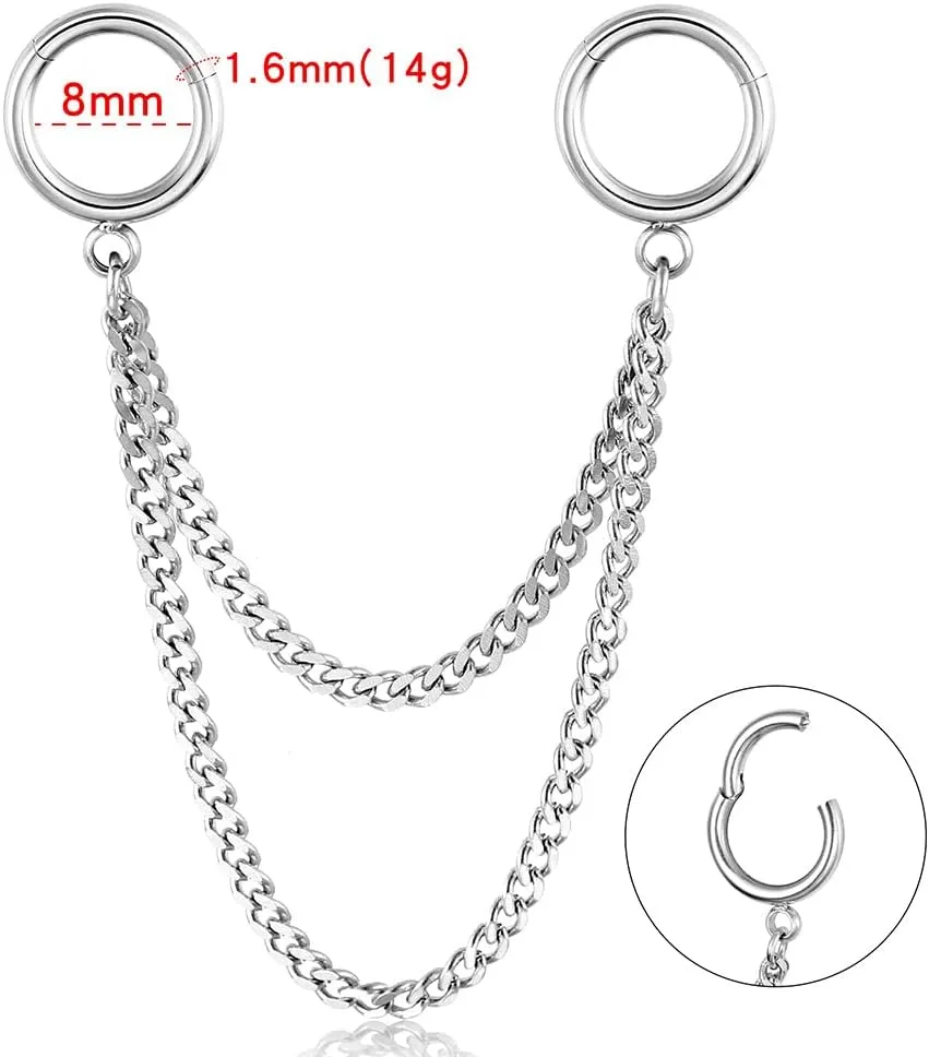 Casvort 14G Seamless Septum Piercing Rings Segment Tragus Hoop Rings 316 Surgical Stainless Steel Helix Ring Stacks for Stretched Ear Lobe Clickers Ear Hangers Body Jewelry