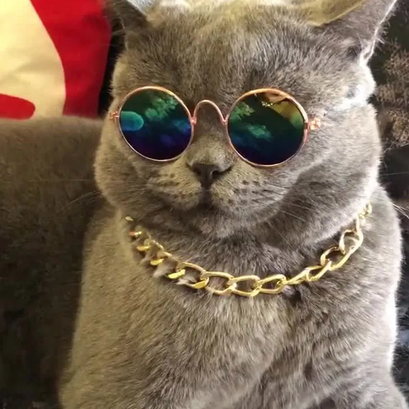 Cat Sunglasses Lovely Vintage Round Pet Glasses Reflection Dog Sunglasses Pet Eye Wear Glasses Funny Photos Props Accessories