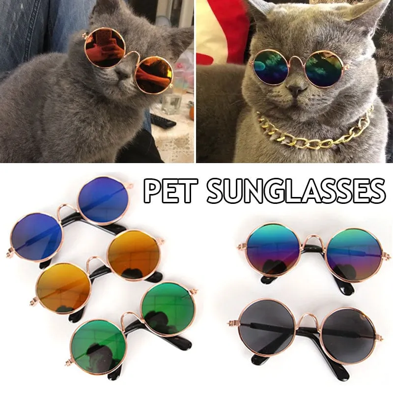 Cat Sunglasses Lovely Vintage Round Pet Glasses Reflection Dog Sunglasses Pet Eye Wear Glasses Funny Photos Props Accessories