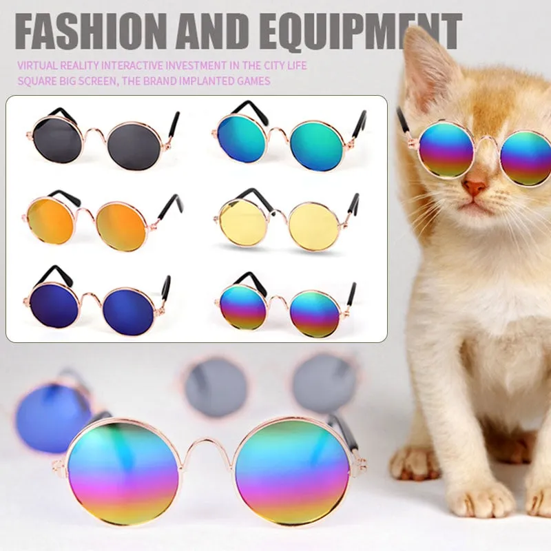 Cat Sunglasses Lovely Vintage Round Pet Glasses Reflection Dog Sunglasses Pet Eye Wear Glasses Funny Photos Props Accessories