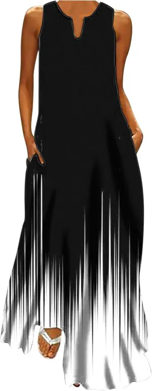 Ceboyel Womens Floral Summer Maxi Dress Flowy Casual Sundress Sleeveless Long Dresses Trendy Boho Ladies Clothing 2023