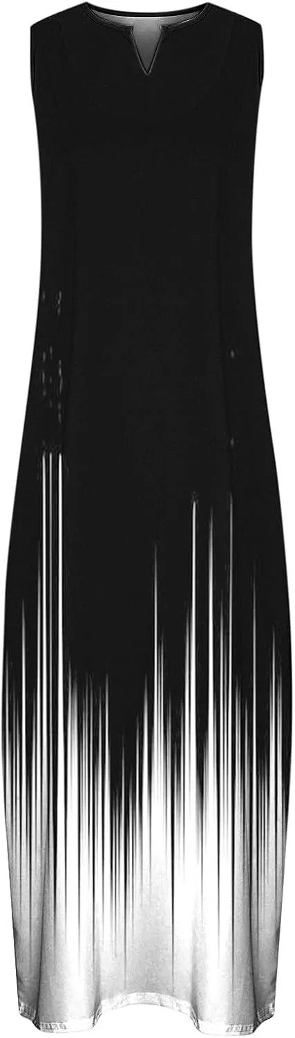 Ceboyel Womens Floral Summer Maxi Dress Flowy Casual Sundress Sleeveless Long Dresses Trendy Boho Ladies Clothing 2023