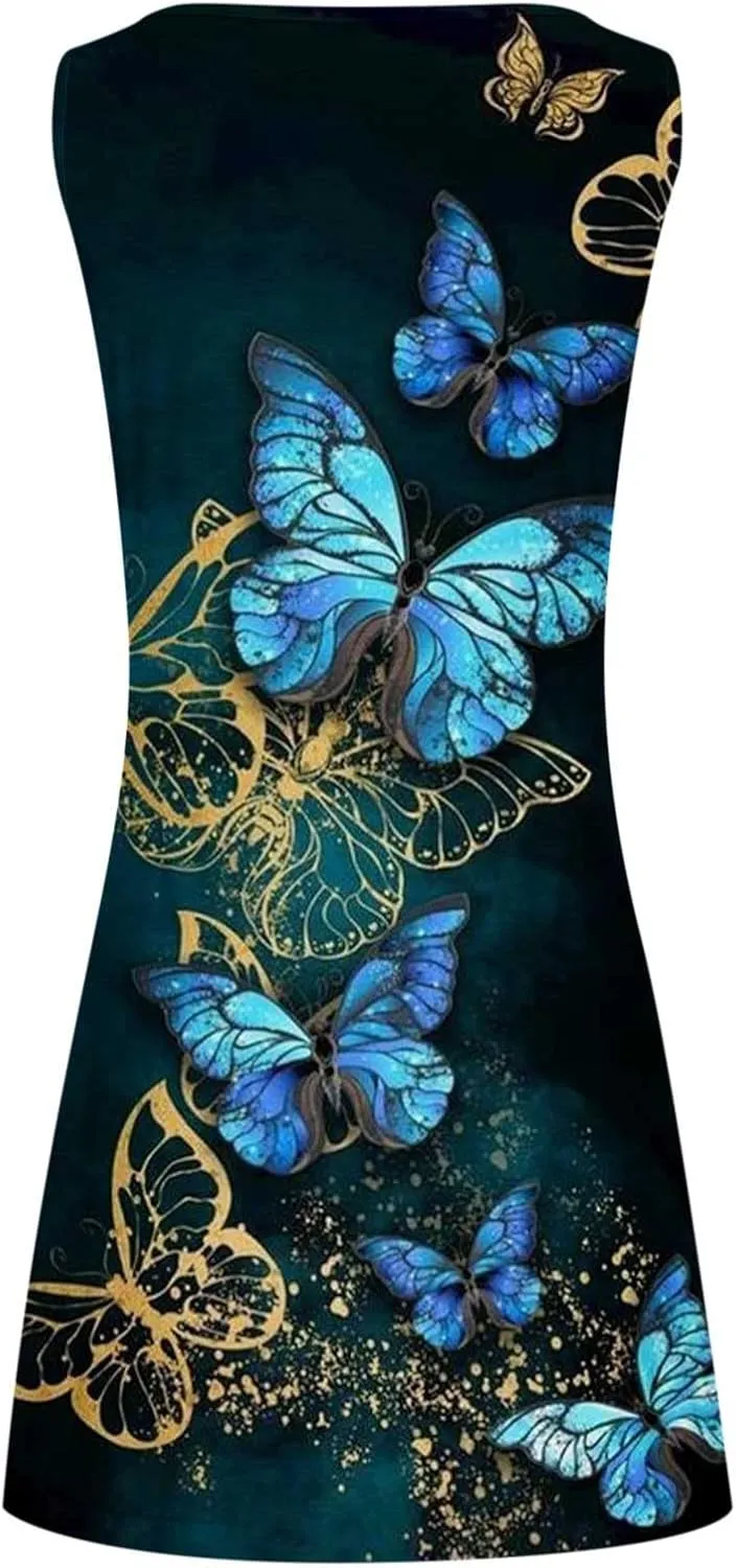 Ceboyel Women's Summer Dresses 2023 Boho Trendy Sundresses Floral Print Sleeveless Party Dress Casual Beach Clothing