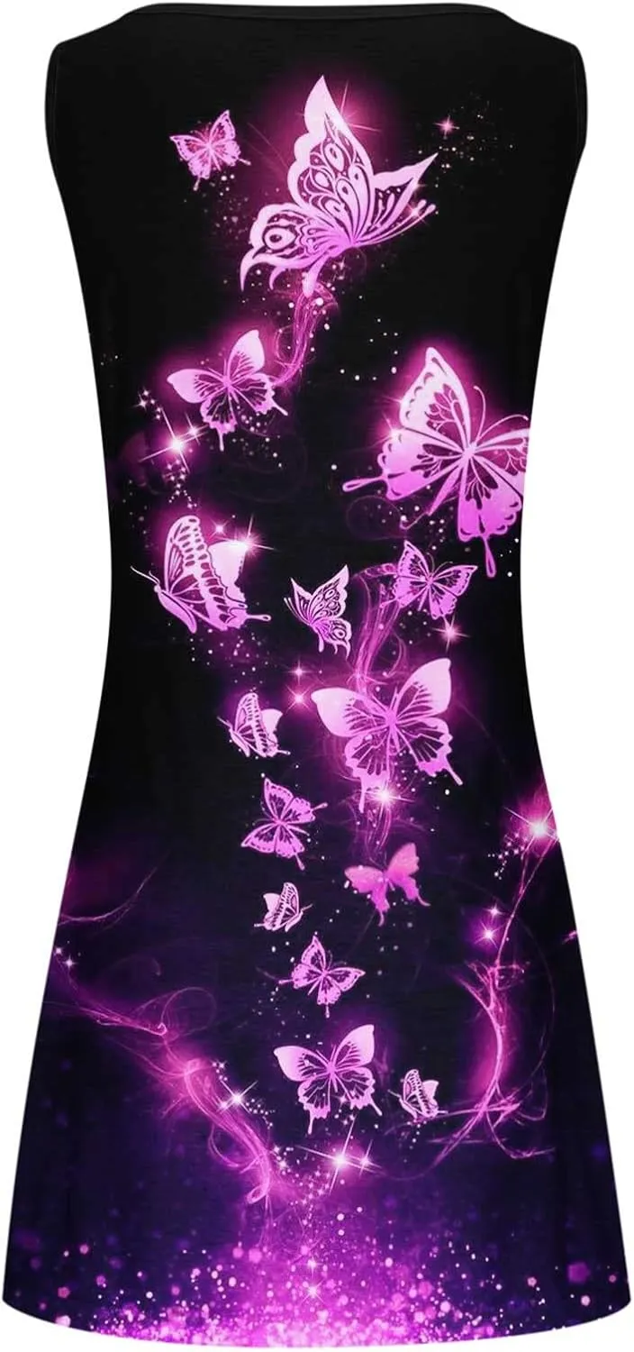 Ceboyel Women's Summer Dresses 2023 Boho Trendy Sundresses Floral Print Sleeveless Party Dress Casual Beach Clothing