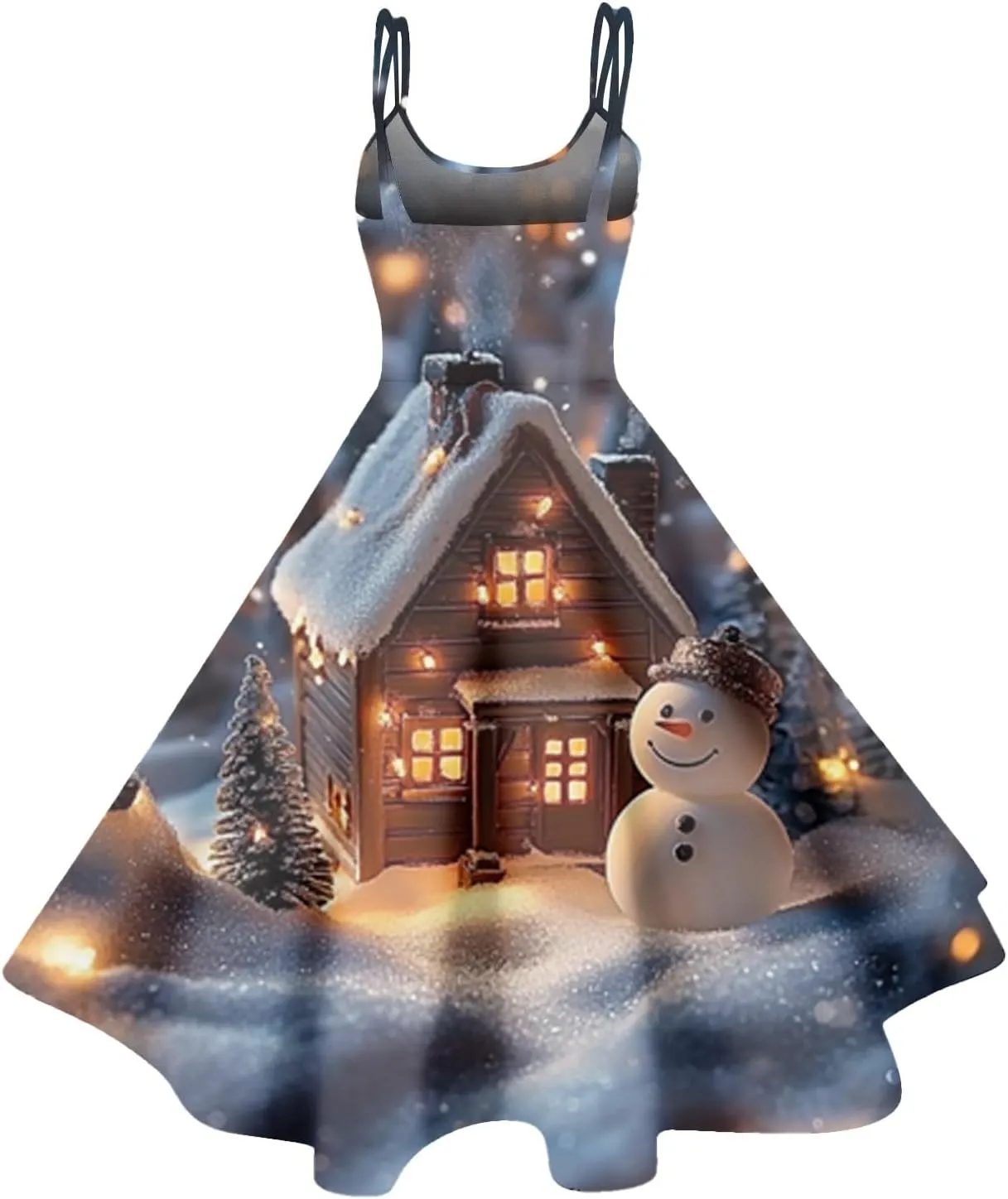 Christmas Sleeveless Dresses for Women Snowflake Plaid Snowman Santa Claus Reindeer Classic Vintage Elegant Dresses