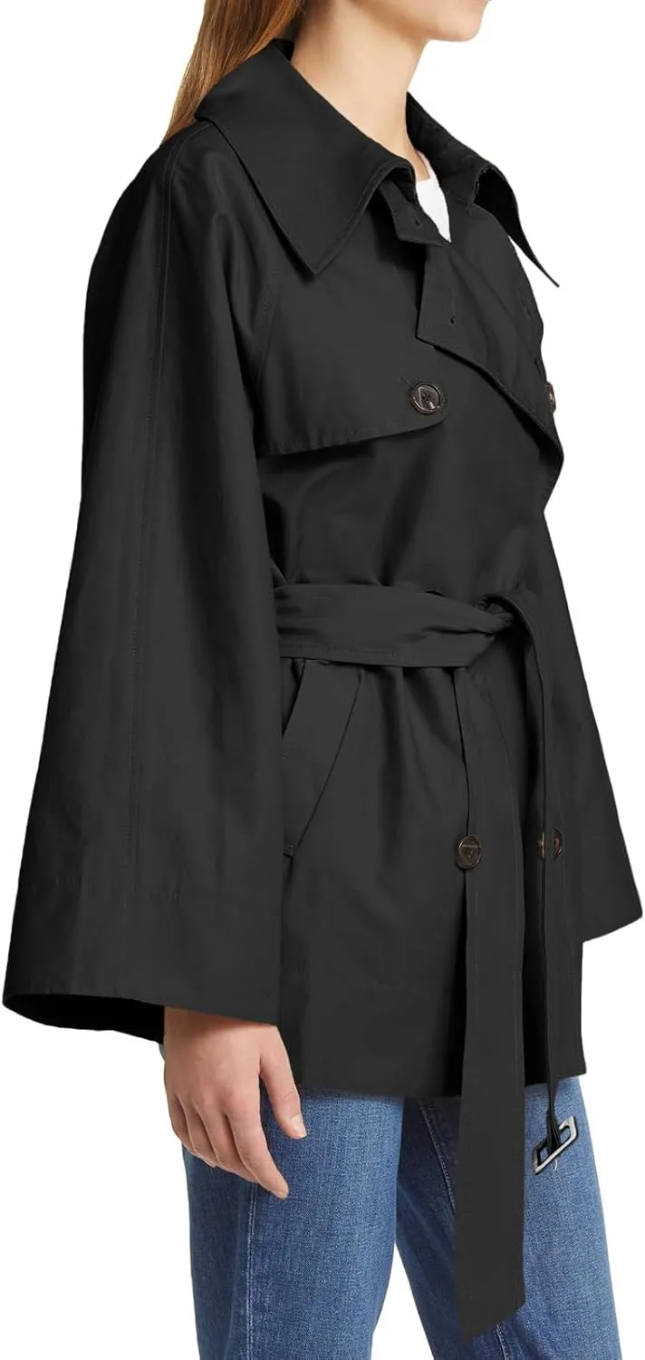 Cicy Bell Womens Casual Trench Coat Double Breasted Long Sleeve Fall Jacket Classic Lapel Overcoat with Belt