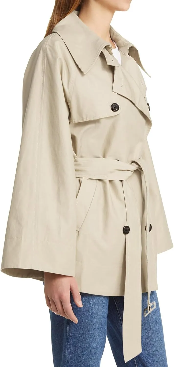 Cicy Bell Womens Casual Trench Coat Double Breasted Long Sleeve Fall Jacket Classic Lapel Overcoat with Belt