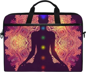 Colorful Ornate Mandala Silhouette In Lotus Laptop Shoulder Bag Stylish Briefcase Computer Bag with Shoulder Strap Fits for Most 13inch 14inch Laptops Case Sleeve