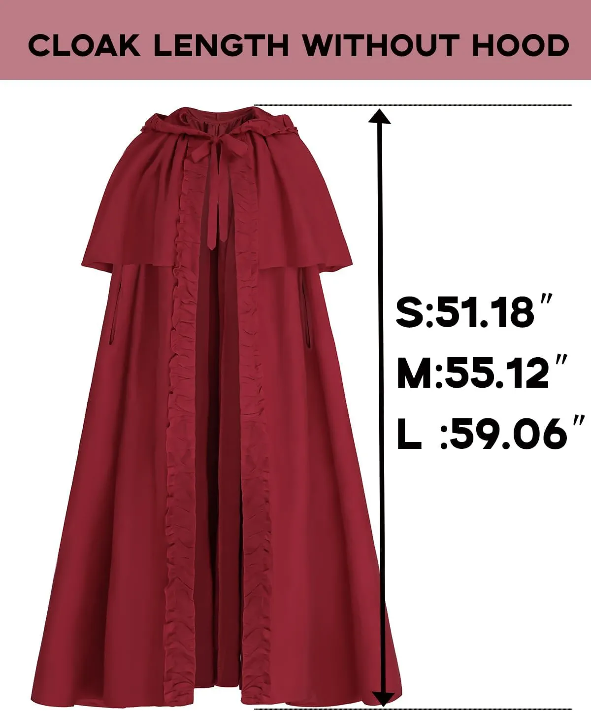 CR ROLECOS Red Cloak with Hood Women Long Hooded Cape Suede Medieval Renaissance Cloak Halloween Costumes