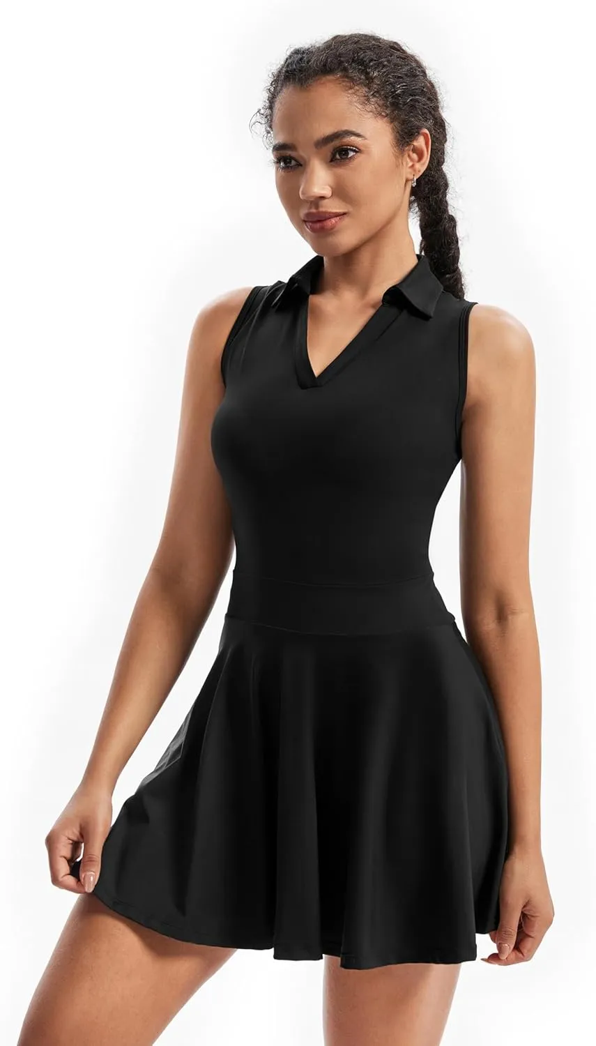 Cute Golf Tennis Dress Workout Athletic Dresses for Women with Shorts Pockets 2 Piece Sets Outfits Summer Clothes
