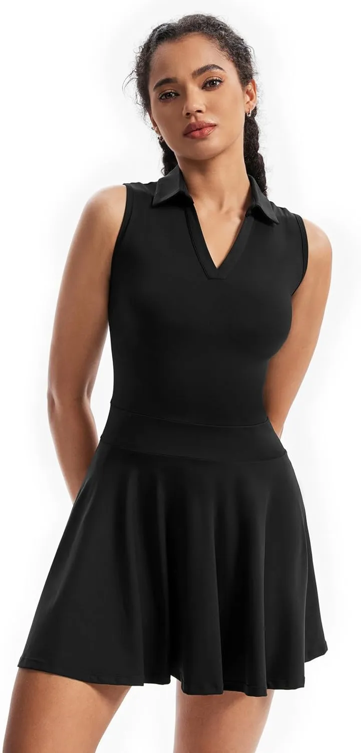 Cute Golf Tennis Dress Workout Athletic Dresses for Women with Shorts Pockets 2 Piece Sets Outfits Summer Clothes