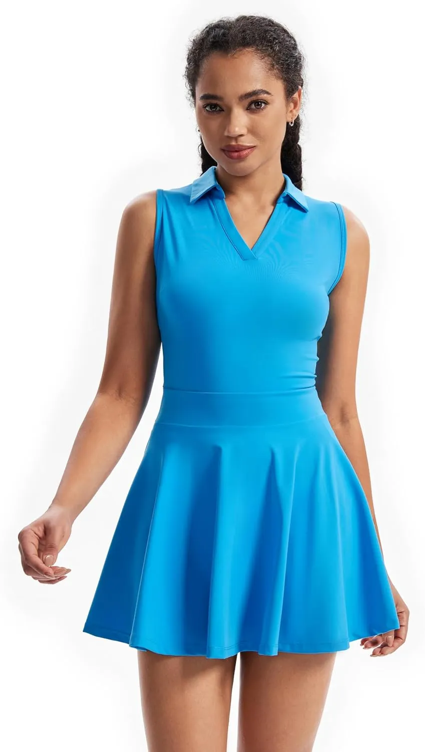 Cute Golf Tennis Dress Workout Athletic Dresses for Women with Shorts Pockets 2 Piece Sets Outfits Summer Clothes