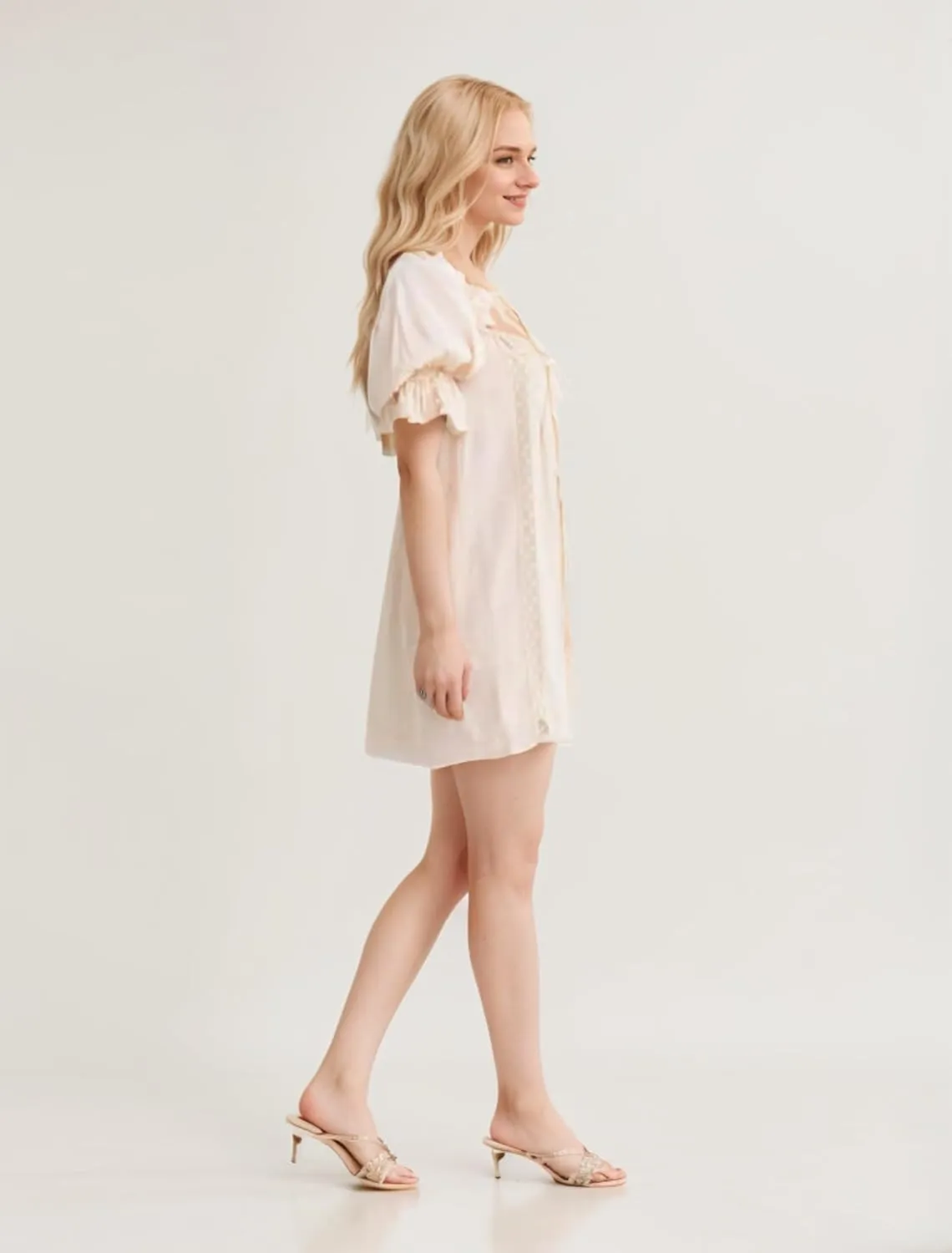 CUTEGAL Babydoll Dress for Women - Puff Sleeve, Bow, Fairy, Boho, Floral, Cute, Ruffle Mini Dress