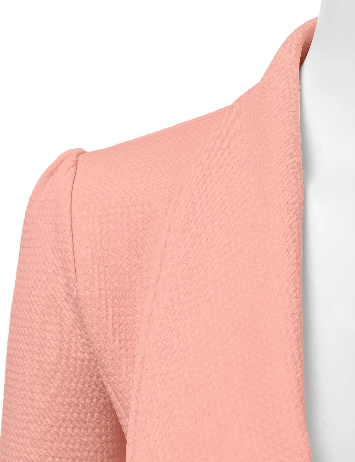 DOUBLJU Classic Draped Open Front Long Sleeve Business Casual Work Deconstructed Blazer Jackets for Womens with Plus Size