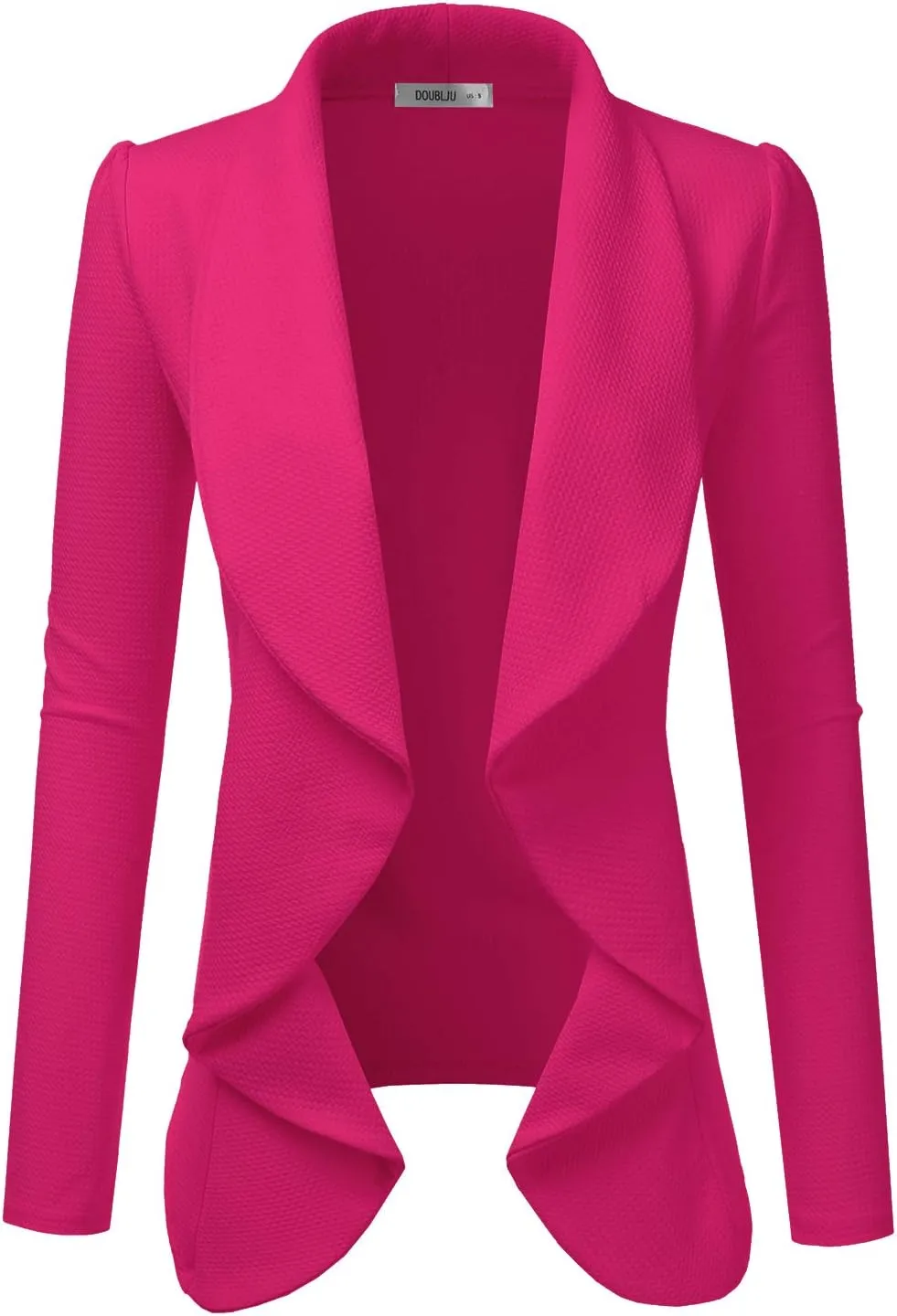 DOUBLJU Classic Draped Open Front Long Sleeve Business Casual Work Deconstructed Blazer Jackets for Womens with Plus Size