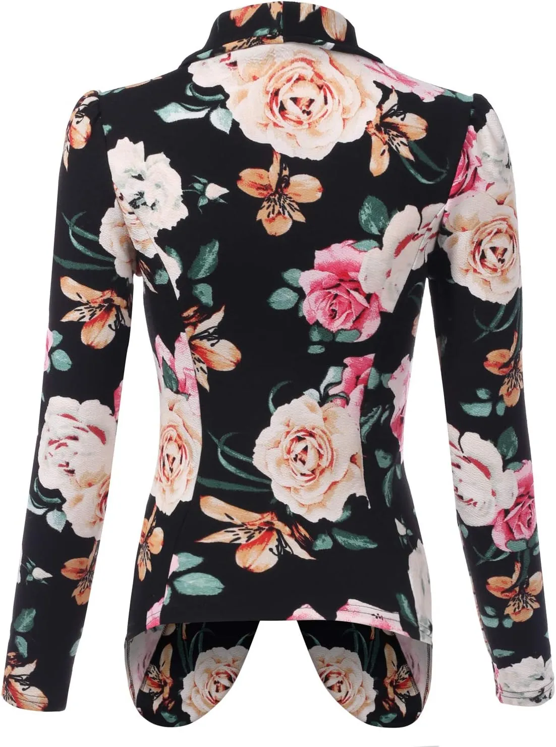 DOUBLJU Classic Draped Open Front Long Sleeve Business Casual Work Deconstructed Blazer Jackets for Womens with Plus Size