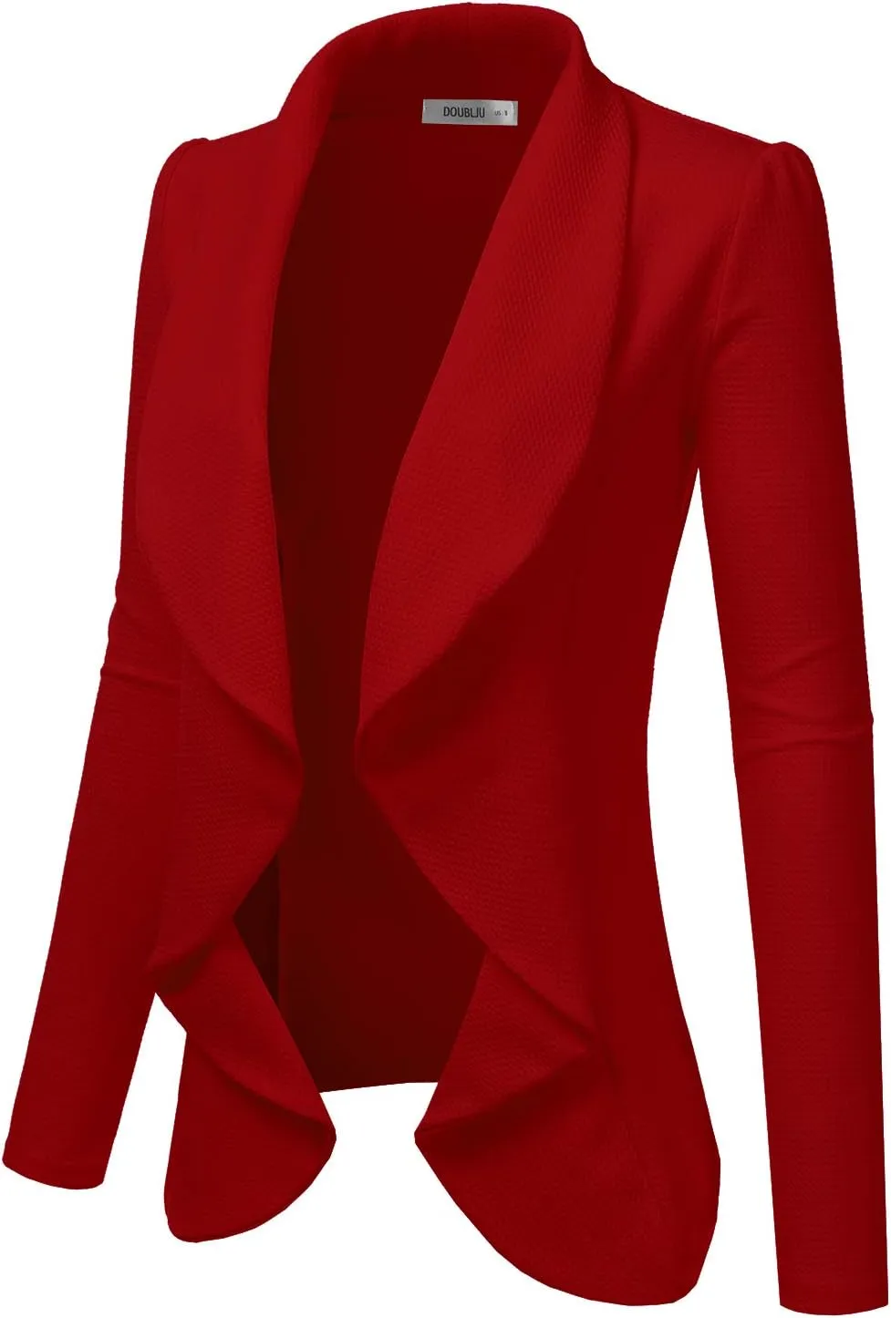 DOUBLJU Classic Draped Open Front Long Sleeve Business Casual Work Deconstructed Blazer Jackets for Womens with Plus Size