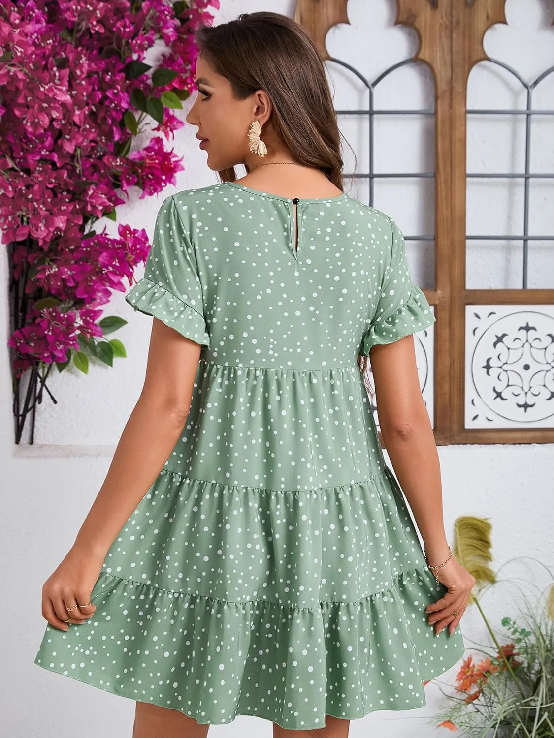 Dresses for Women Floral Mini V Neck Wrap Dress, Spring Sundress with Ruffle Hem, Wedding Guest Elegant Tea Party