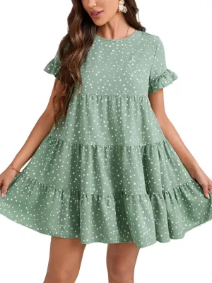 Dresses for Women Floral Mini V Neck Wrap Dress, Spring Sundress with Ruffle Hem, Wedding Guest Elegant Tea Party