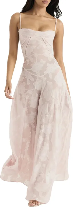 ECDAHICC Women's Summer Boho Cowl Neck Floral Cocktail Party Maxi Dresses High Waist Ruffled Beach Sundress