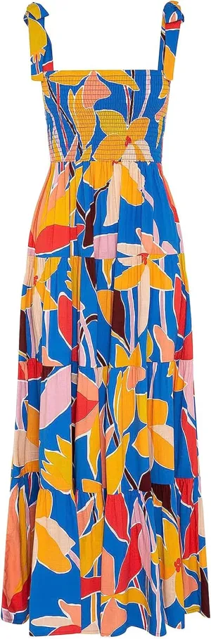 ELIGNTLOFT Women's Summer Casual Maxi Dress Spaghetti Strap Square Neck Boho Beach Long Sun Dresses